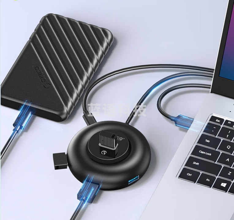 奥睿科（ORICO）USB3.0分线器HUB扩展坞集线器笔记本电脑台式机转换器一拖四多接口延长线带供电口ORICO-YX1-U2-03-BK-BP
