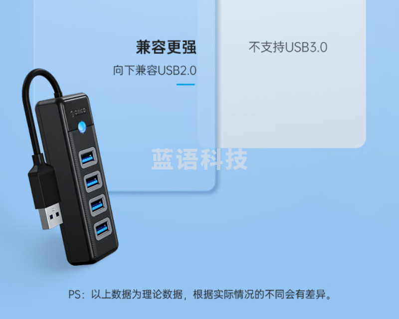 奥睿科（ORICO）USB3.0分线器扩展坞三合一HUB集线器转接头多接口拓展笔记本电脑转换器1米 ORICO-PWC2U-U3-10-BK-EP黑