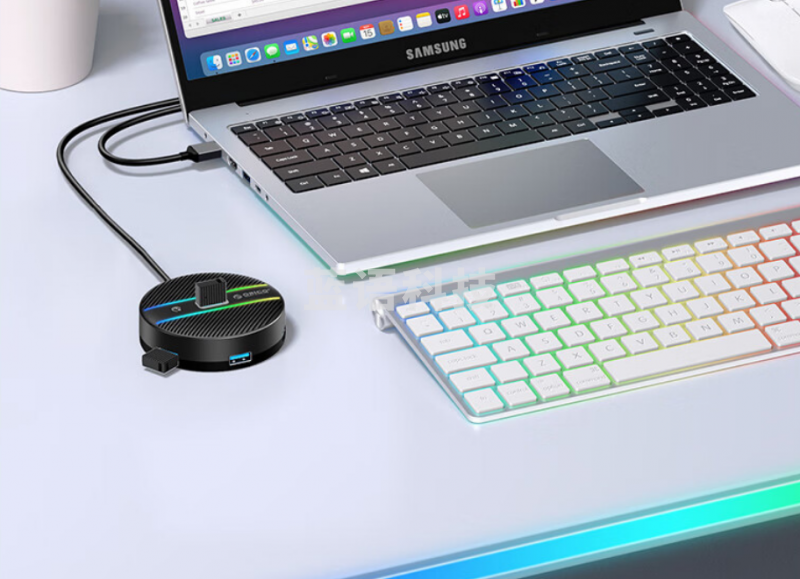奥睿科（ORICO）USB3.0分线器扩展坞4口集线器转接头HUB笔记本电脑一拖四转换器延长线带供电口ORICO-YS1-C2-18-BK-BP