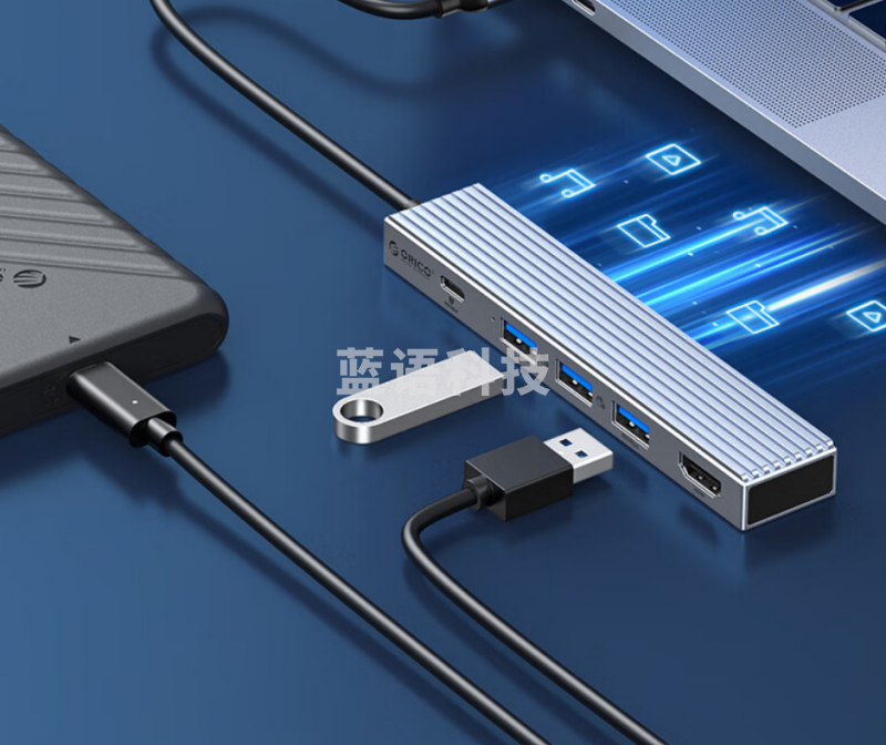 奥睿科（ORICO）Type-C扩展坞USB3.2Gen2分线器10Gbps高速拓展3.1集线器适用于苹果macbook华为小新ORICO-EHF-2U2CH-GY-BP