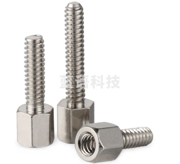 嘉耐特（JNT）4-40英制镀镍铜柱螺丝 VGA接头DB头转接螺柱 单头六角镀镍铜柱 4-40*5+5（200个） 单头铜柱