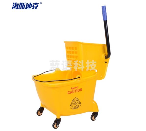 海斯迪克 HKQJ05 24升 单桶榨水车 轻便式手压式墩布桶 工业/商用拖把挤干桶 拖把桶挤水桶 黄色52*36*90cm