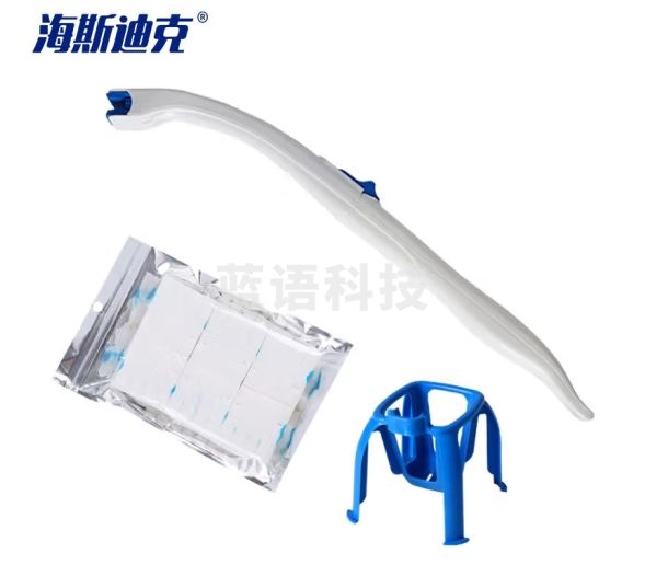 海斯迪克 HKLY-72 一次性马桶刷套装 可抛式无纺布厕所清洁刷长柄挂壁清洁工具 厕所神器 刷杆+底座+12片刷头