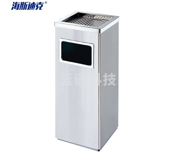 海斯迪克 HKZ-99 酒店宾馆电梯方形垃圾桶 灭烟桶垃圾筒果皮箱 银色240*240*620mm
