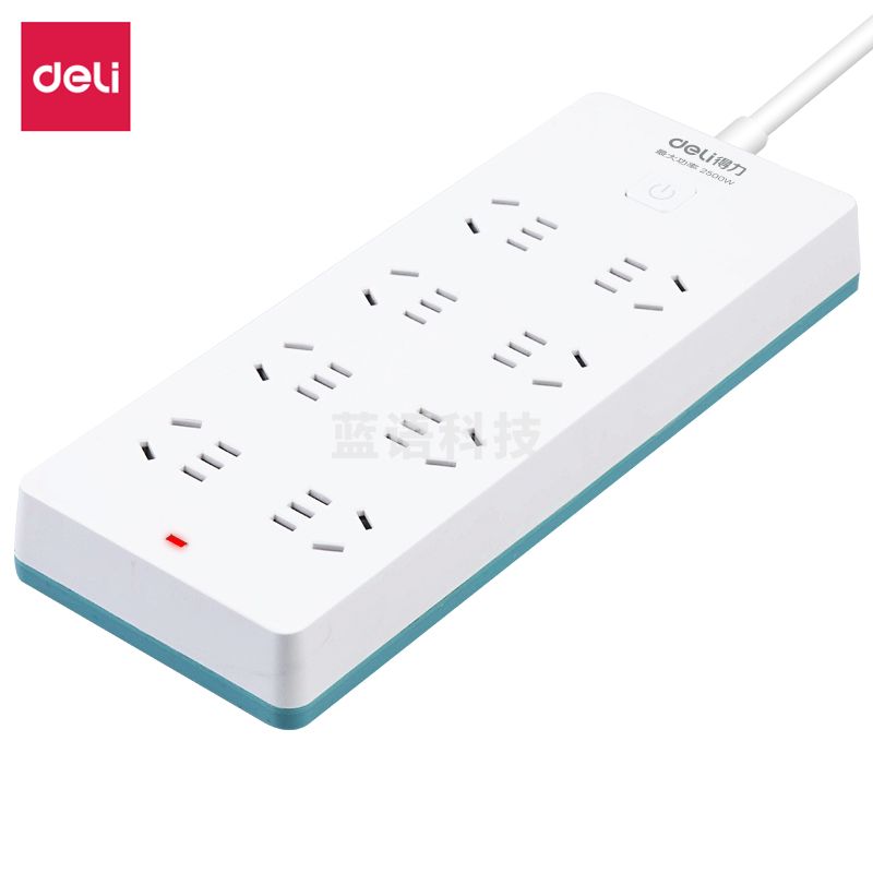 得力18320(03)插座_8组_3米_PVC袋装(蓝)(只)