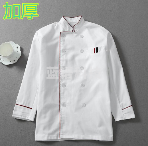 厨师工作服男长袖 白色厨师服长袖 2XL