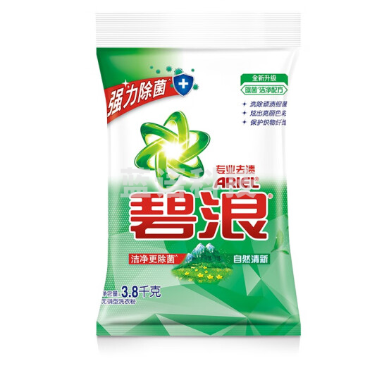 碧浪洗衣粉大袋家庭装自然清新型无磷去油渍污渍家用 洗衣粉碧浪 自然清新 3.8千克.