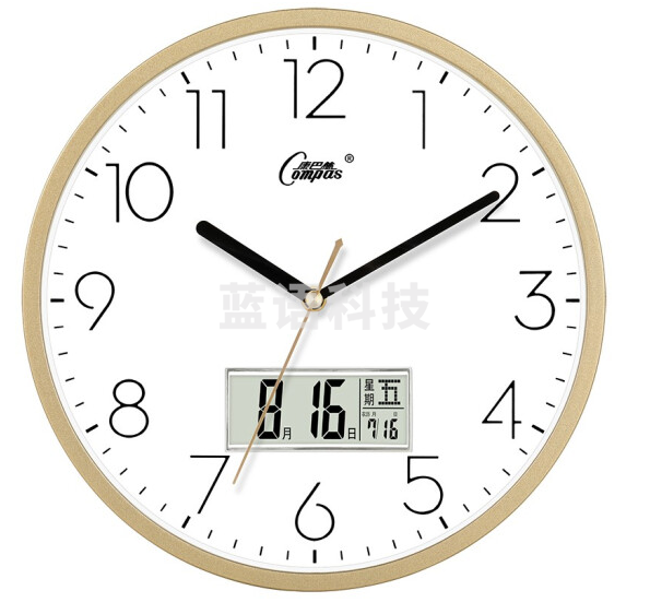 康巴丝（Compas）C2855Y-1 挂钟 创意时尚时钟 静音日历石英钟客厅卧室北欧时尚挂表 金色