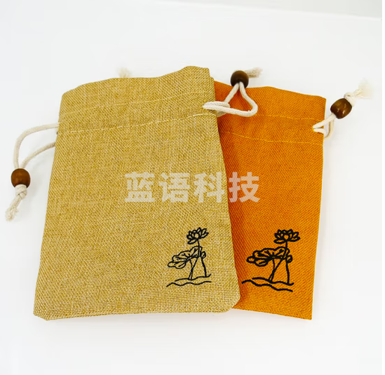 海斯迪克 抽绳收纳袋 包装袋麻布袋棉麻束口袋 深卡其色12*15cm（10个）HKCX-297