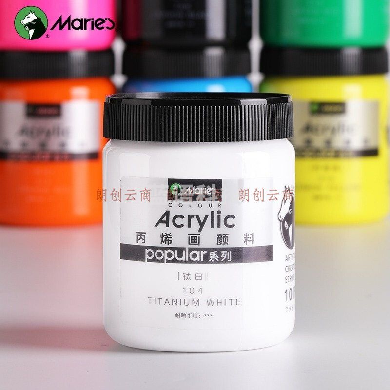 马利(Marie’s)丙烯颜料300ml钛白 大瓶装墙绘手绘彩绘饰品学生丙烯画颜料 防水不掉色丙烯A-Z300