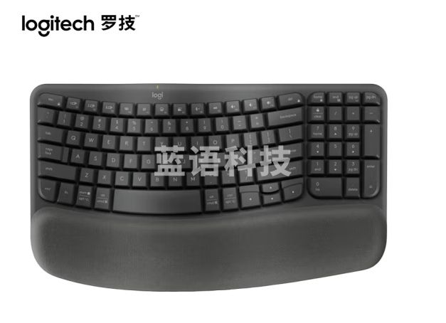 罗技（Logitech）Wave Keys波浪键盘 人体工学键盘 办公键盘 无线键盘 蓝牙键盘 配备软垫掌托 3台设备连接 石墨黑