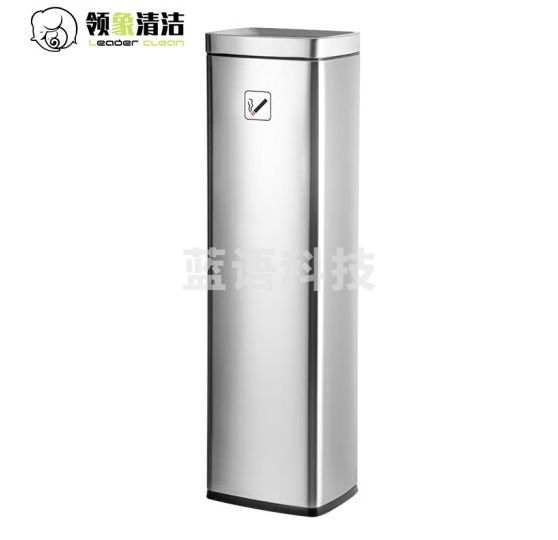 领象 不锈钢垃圾桶立式 烟灰柱灭烟桶 长方形仅灭烟款 银色