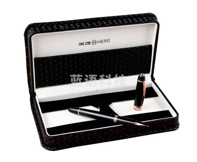 英雄（HERO）钢笔100经典（14K）金尖钢笔商务办公墨水笔签字笔 黑色玫瑰金夹 JD