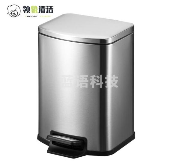 领象 不锈钢脚踏垃圾桶缓降翻盖内外双桶 A1款7L 银色