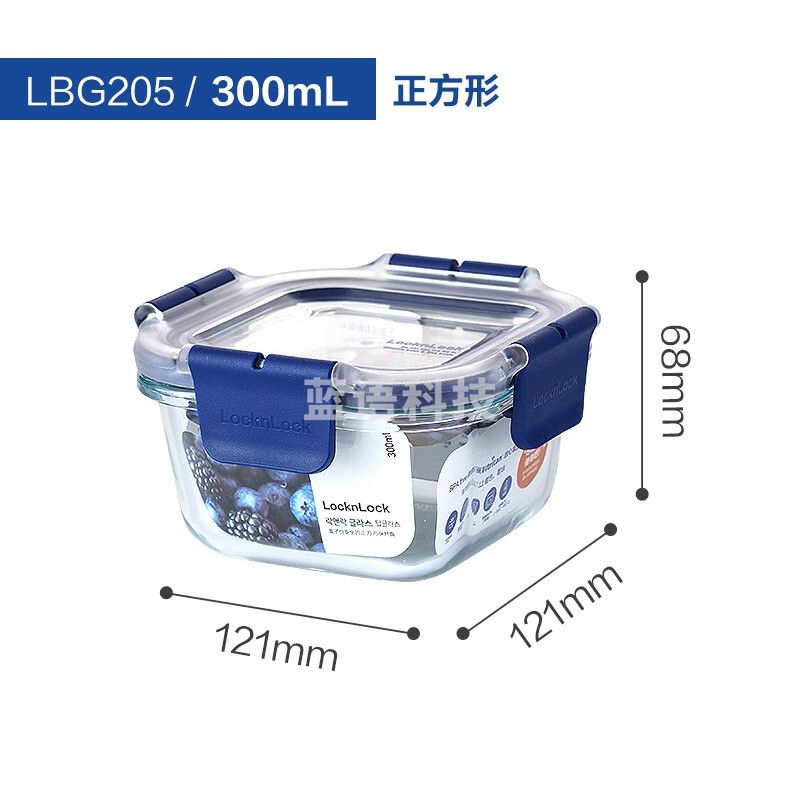 乐扣乐扣（LOCK&LOCK） 玻璃保鲜盒300ml正方形微波炉专用LBG205