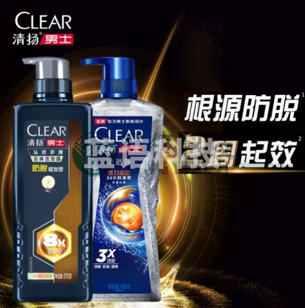 清扬（CLEAR）男士防脱去屑强根韧发洗发水570g+控油活力运动型沐浴露600g