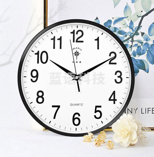 北极星(POLARIS)挂钟 时尚创意客厅钟表 简约石英钟12英寸2842黑色 30cm
