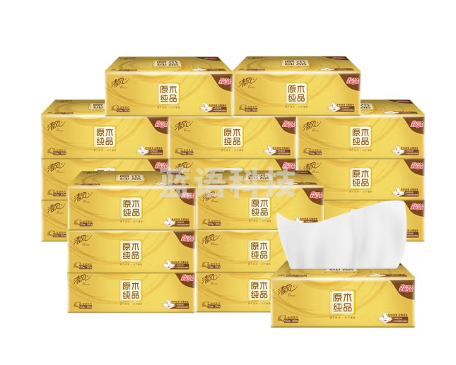 清风 抽纸 纸巾 面巾纸 原木纯品升级装3层130抽*24包（整箱销售）