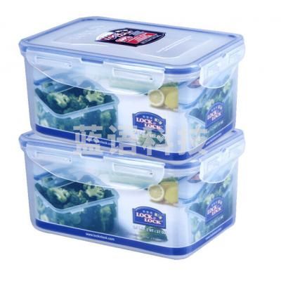 乐扣乐扣(LOCK&LOCK)大容量塑料保鲜盒套装 密封零食便当盒餐盒微波炉饭盒 冰箱水果食品冷冻收纳整理储藏物盒子 1.1L*2