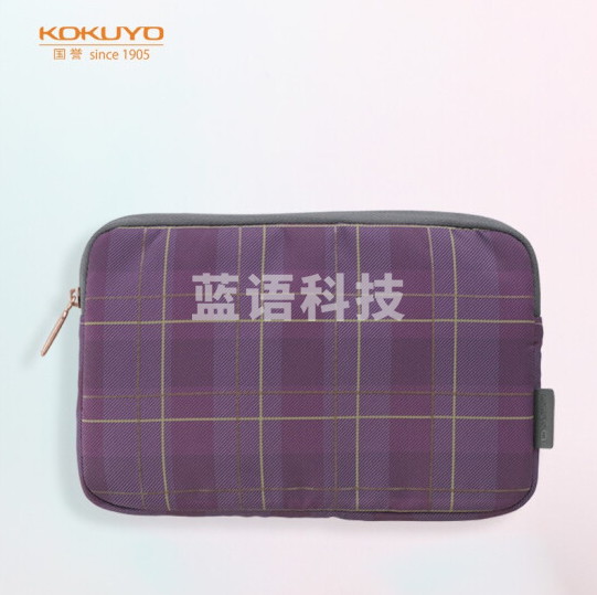 国誉(KOKUYO)KME-LFPH201DV ME野账 Flat Pouch整理收藏文具袋收纳包中号 浆果紫格纹