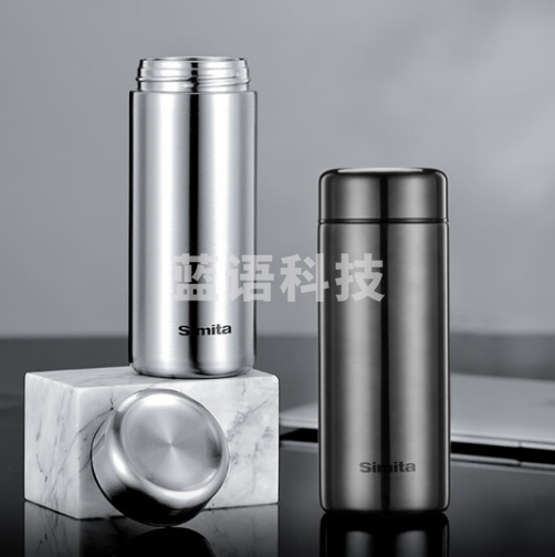 施密特（Simita）保温杯水杯304不锈钢男女士商务车载便携带茶漏泡茶喝水保暖杯子 黑灰色450ml