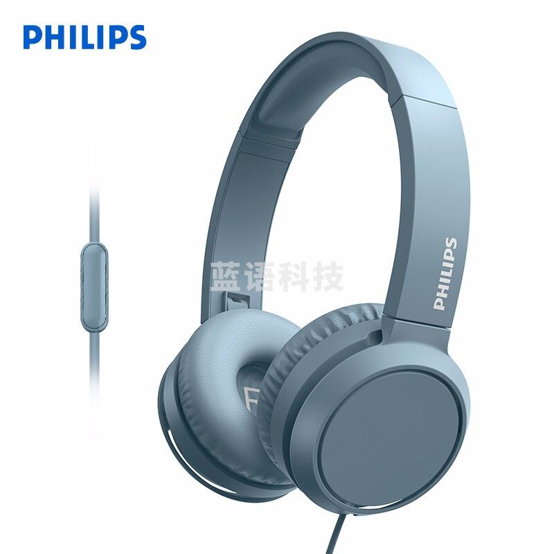 飞利浦TAH4105 头戴式耳机 有线耳机 电脑耳麦带麦克 办公教育网课学习 3.5mm音频接口 青瓷蓝 *名称: