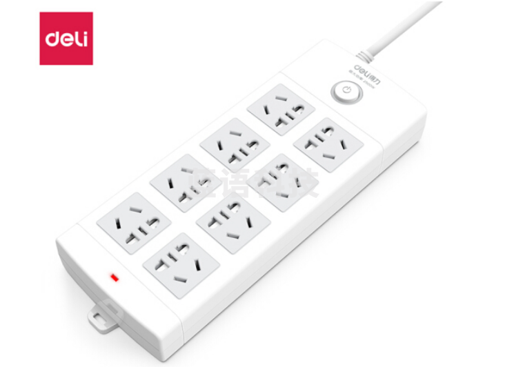 得力18212插座_8组_5米_PVC袋装(白)(只)