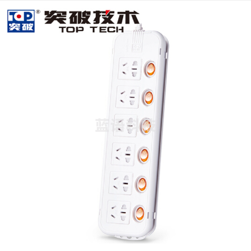 突破 /TOP T6K6 (3m)六控六位 防过载 新国标插座3米