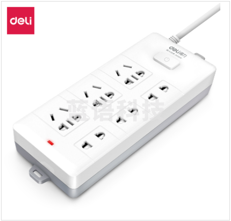 得力(deli)18169-05插座_3+3_5米_PVC袋装(白)(只)