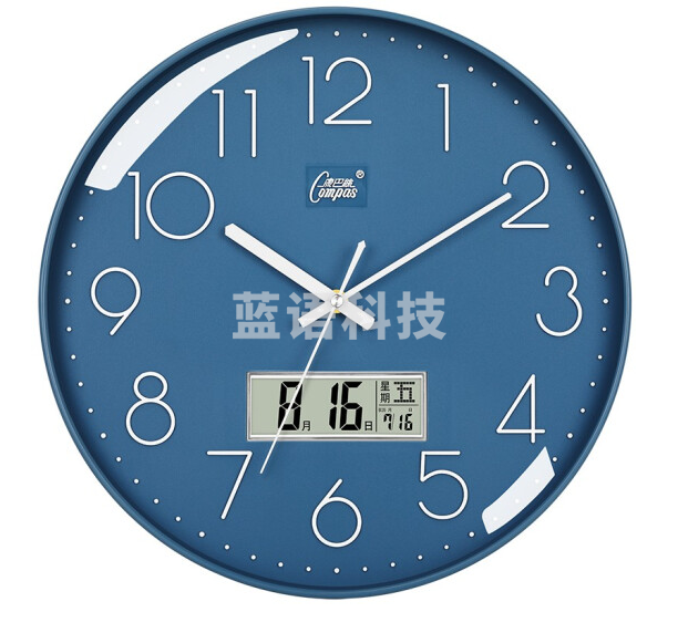 康巴丝(Compas) 康巴丝挂钟 创意简约钟表客厅石英钟表挂墙卧室时钟时尚个性3D立体日历挂表 3220日历蓝色 35CM*35CM