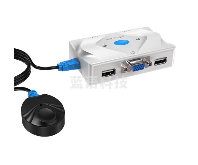 迈拓维矩（MT-viki）MT-201-KL VGA KVM切换器 2口 配线 配桌面线控 2进1出 多电脑切换 二进一出