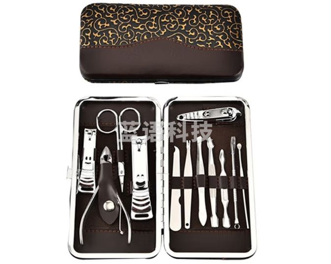 海斯迪克 HKY-96 不锈钢美甲套装 指甲刀清洁套装 指甲钳修甲工具 成人美甲工具 12件套
