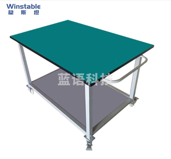 稳斯坦 WST235 防静电工作台带轮 手推车 移动 桌 流水线操作台 电子厂打包台 双层(120*60*75)
