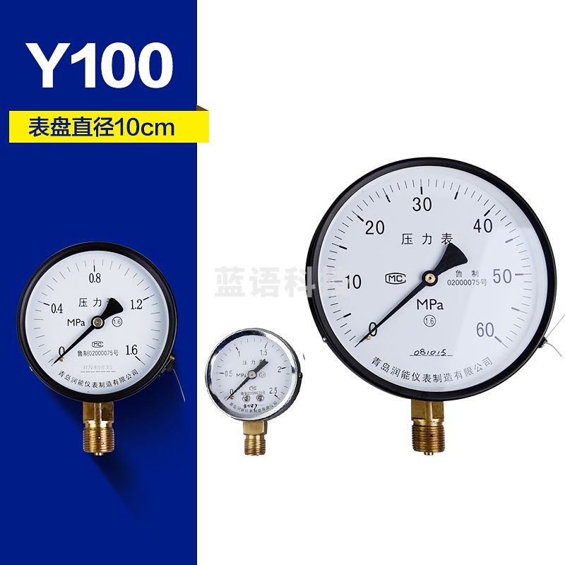 润能（RUNEG）0 -1.6液压油压力表2.5水压测试表地暖分水器压力表自来水压力表 表盘直径10厘米 0-1.6MPa