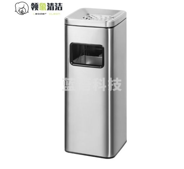 领象 不锈钢烟灰缸酒店大堂垃圾桶立式垃圾桶灭烟桶 单桶 正方形