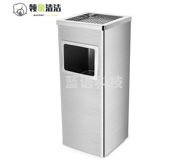 领象 【支持定制】不锈钢烟灰缸垃圾桶烟灰柱灭烟桶 正方形银色