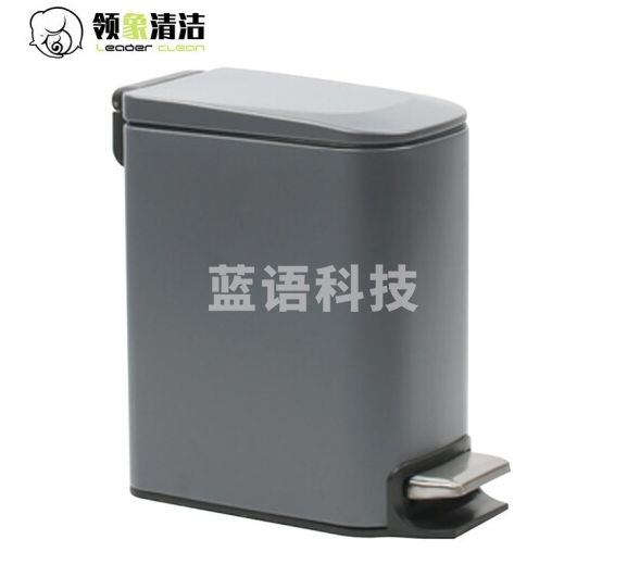 领象 不锈钢脚踏垃圾桶缓降带盖翻盖内外双桶6L 哑光灰