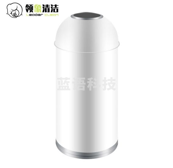 领象 不锈钢垃圾桶大号户外室外环卫立式果皮箱 子弹头垃圾桶 35L白色钢圈