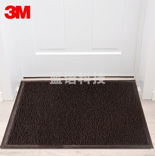 3M 朗美6050丝圈地垫进门防滑脚垫客厅浴室厨房防尘垫 棕色压边60*90cm