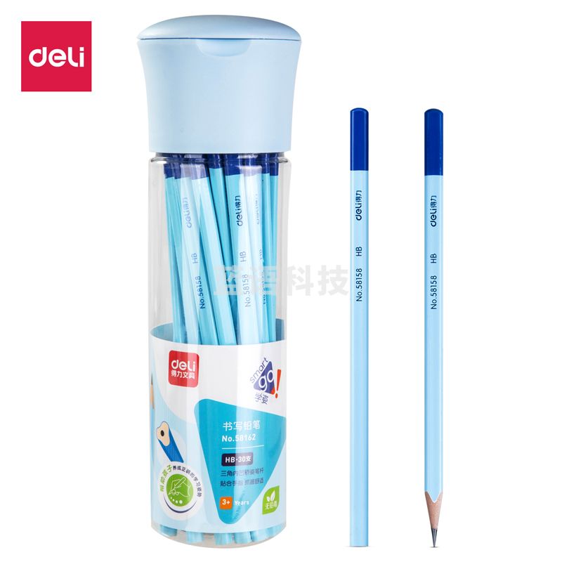 得力58162_矫姿铅笔30支桶装装HB(混)(30支/筒)
