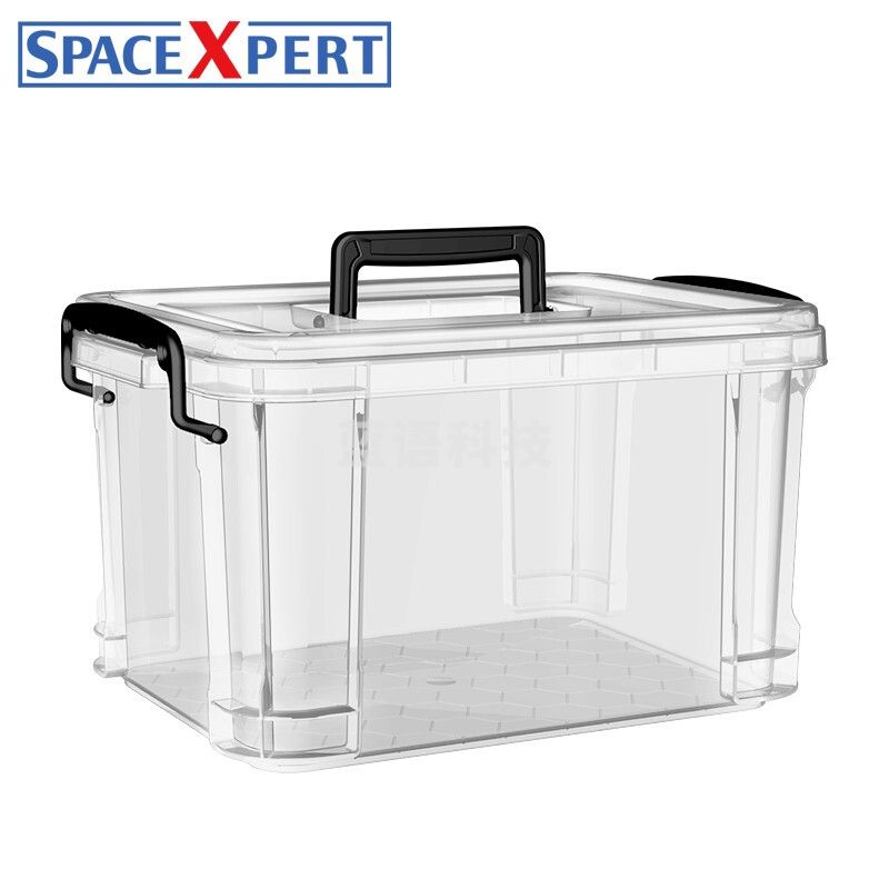 SPACEXPERT 直角抗压高透塑料收纳箱 14L 加厚衣物整理箱玩具储物箱书箱