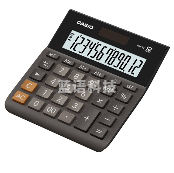 卡西欧（CASIO）MH-12 小型 12位 双电源 超宽计算器 （黑、白备注）