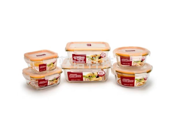 乐扣乐扣（LOCK&LOCK）保鲜盒 微波炉饭盒耐热玻璃便当盒6件套 LLG445S914