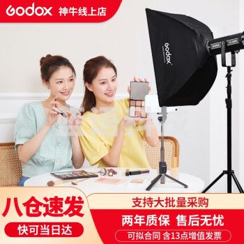 神牛（Godox） 直播补光灯SL150W三代LED摄影灯网红主播美颜灯录制拍照影棚常亮灯儿童拍照灯 SL150W三代单灯+四角柔光箱【定向补光】 常亮补光灯