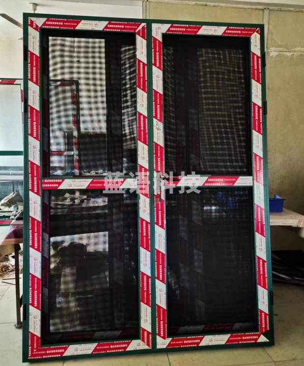 对开金钢网纱门