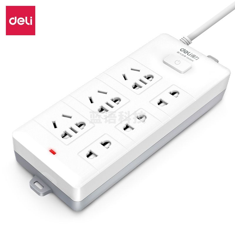 得力18169-03插座_3+3_ 3米_PVC袋装(白)