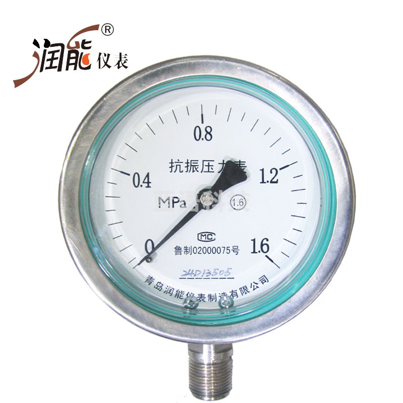 润能 耐震不锈钢压力表YTNBF100耐震防腐蚀耐高温压力表蒸汽压力表 0-0.25MPa
