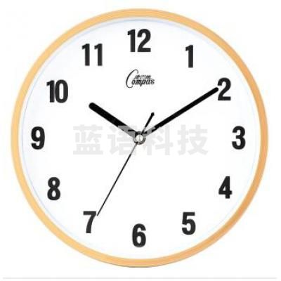 康巴丝（Compas）挂钟 创意静音客厅钟表现代简约时钟居家办公挂表电子石英钟C2855竹木白