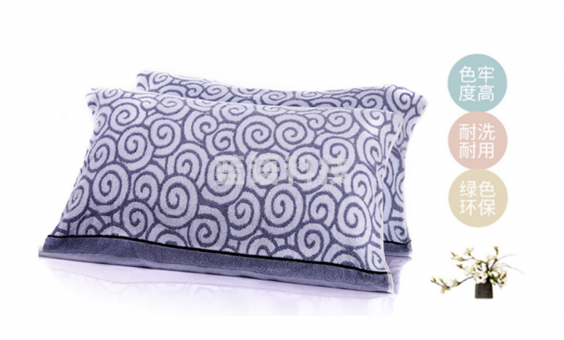 沐凡 纯棉枕巾一对 加大加厚枕头巾 祥云蓝色50*75cm