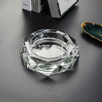 宫薰 透明水晶烟灰缸玻璃个性潮流水晶时尚轻奢办公室大气玻璃酒店ktv烟灰缸 八角透明水晶烟灰缸12cm